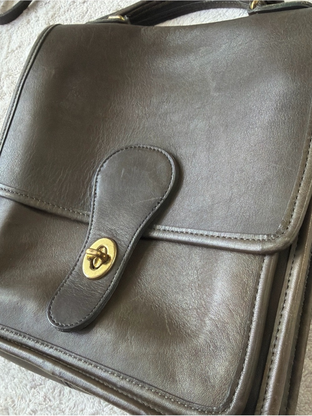 Vintage Coach Station Crossbody Bag No 0710-351 RARE Dark Olive Green! Pre-1994. - Picture 2 of 15
